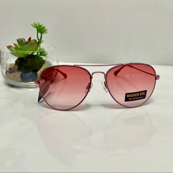 Madden Girl Accessories - Madden Girl Pink Aviator Sunglasses